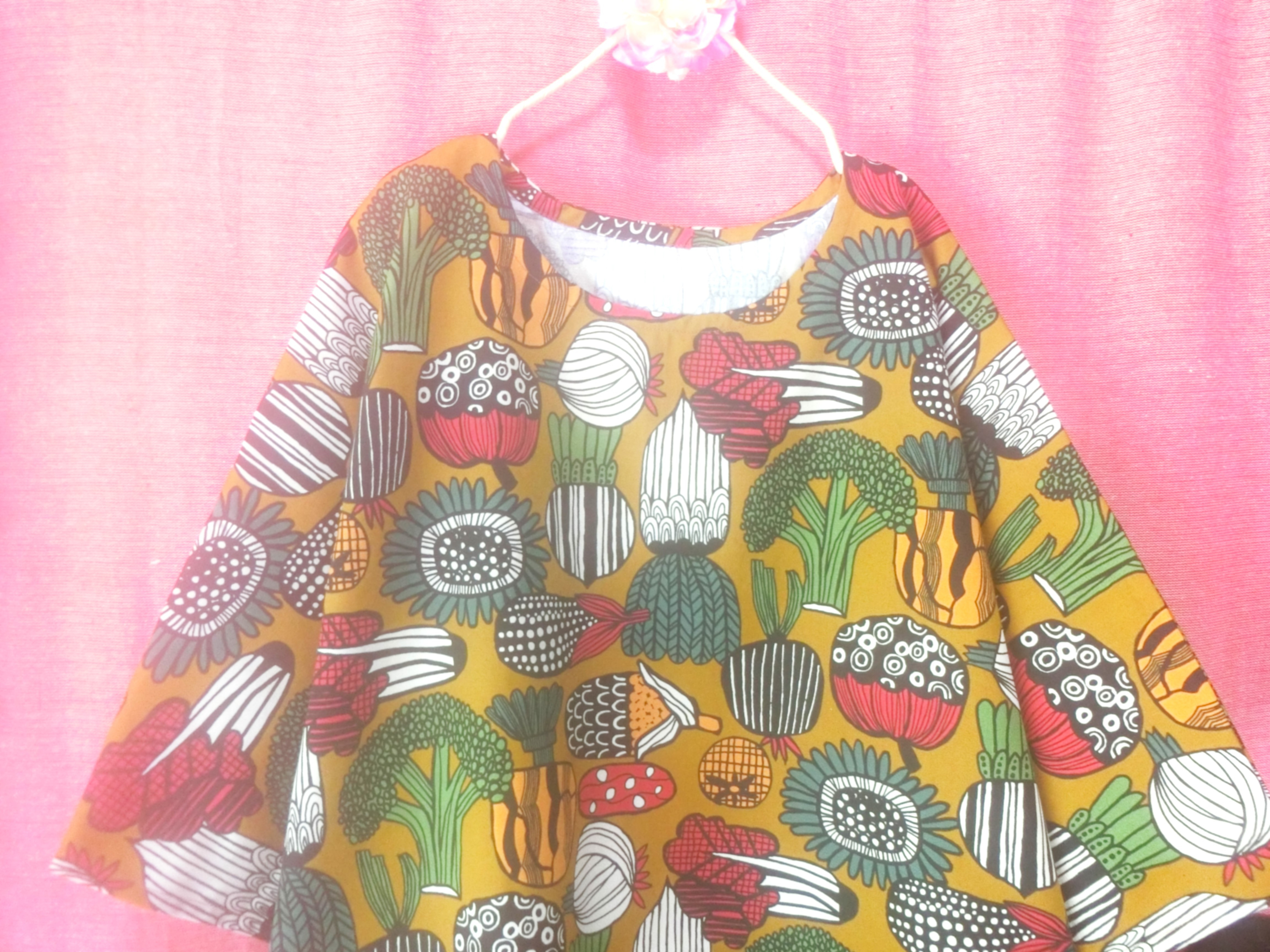 ◆sale◆ 北欧 ベジタブル ゆったりワンピース mustard