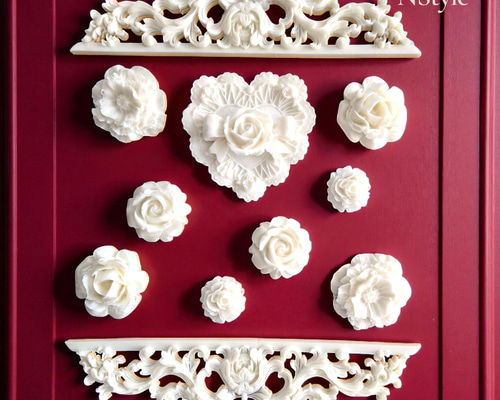 ♛アンティーク♛飾り DIY 装飾 薔薇 ロココ調レリーフ デコパーツ