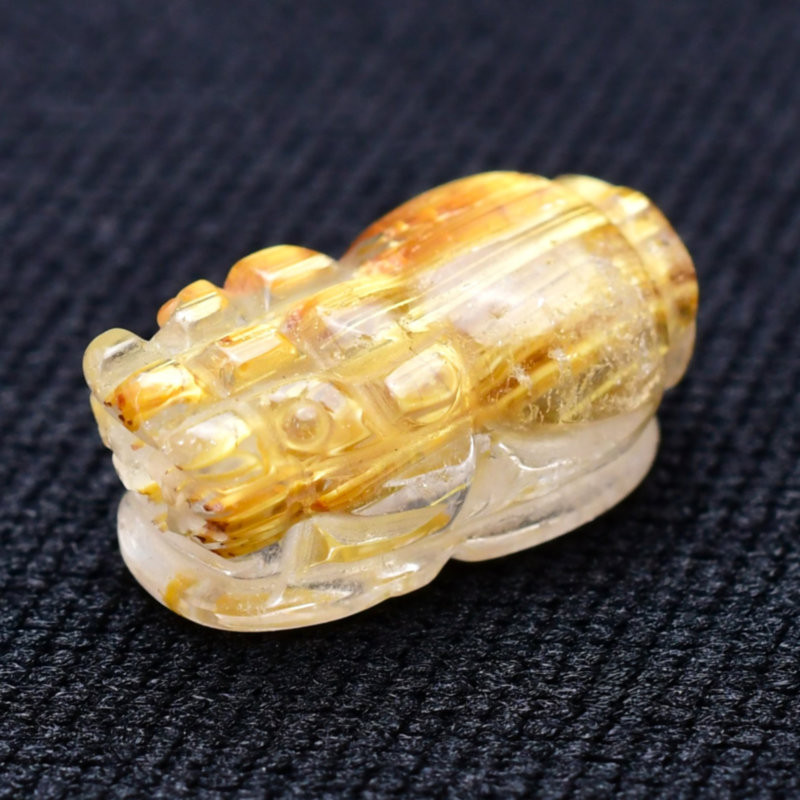 【美しく輝く黄金の金針】1点物　ゴールド　タイチンルチル　クォーツ　貔貅　ヒキュウ　【GHHKU7】2g　京海堂