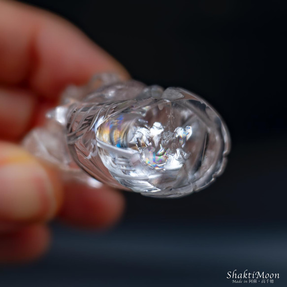 レア・希少！レインボー入り！ガネーシャ神像・虹入りヒマラヤ水晶119 天然石彫刻置物・インドの神様・商売繁盛・学問の神様 6枚目の画像