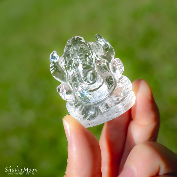 レア・希少！レインボー入り！ガネーシャ神像・虹入りヒマラヤ水晶120 天然石彫刻置物・インドの神様・商売繁盛・学問の神様 3枚目の画像