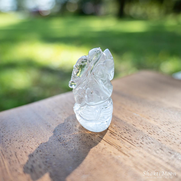 レア・希少！レインボー入り！ガネーシャ神像・虹入りヒマラヤ水晶120 天然石彫刻置物・インドの神様・商売繁盛・学問の神様 14枚目の画像