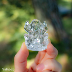 レア・希少！レインボー入り！ガネーシャ神像・虹入りヒマラヤ水晶120 天然石彫刻置物・インドの神様・商売繁盛・学問の神様 5枚目の画像