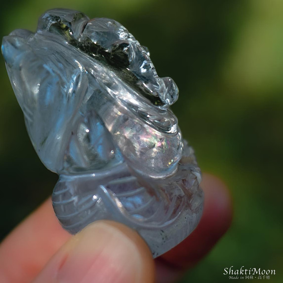 レア・希少！レインボー入り！ガネーシャ神像・虹入りヒマラヤ水晶120 天然石彫刻置物・インドの神様・商売繁盛・学問の神様 4枚目の画像