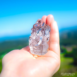 レア・希少！レインボー入り！ガネーシャ神像・虹入りヒマラヤ水晶121 天然石彫刻置物・インドの神様・商売繁盛・学問の神様 4枚目の画像