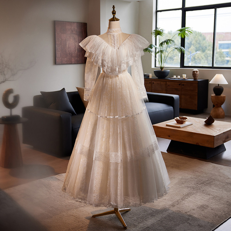 綺麗 白 長袖 レース ウェディングドレス プリンセス 可愛い パーティー 結婚式 花嫁 前撮り 披露宴 A7231