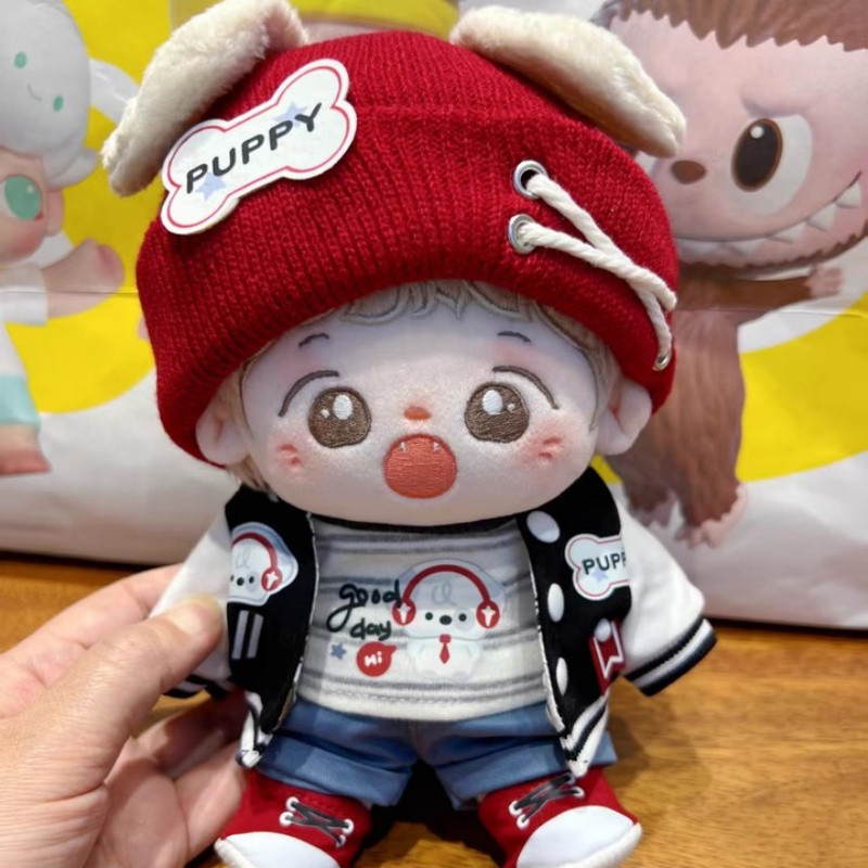 20cm着せ替えぬいぐるみ服 音楽犬セット 犬耳付き 着せ替え人形 ぬいぐるみ ぬい服 ファクション アメリカスタイル