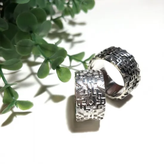 サイズ入荷！純銀製＊組紐模様ワイドリング オルテガ好きの方にも【送料無料】 21,087円