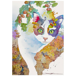 三毛猫(秋)_水彩原画_イラスト イラスト n.akabae 通販 19989441