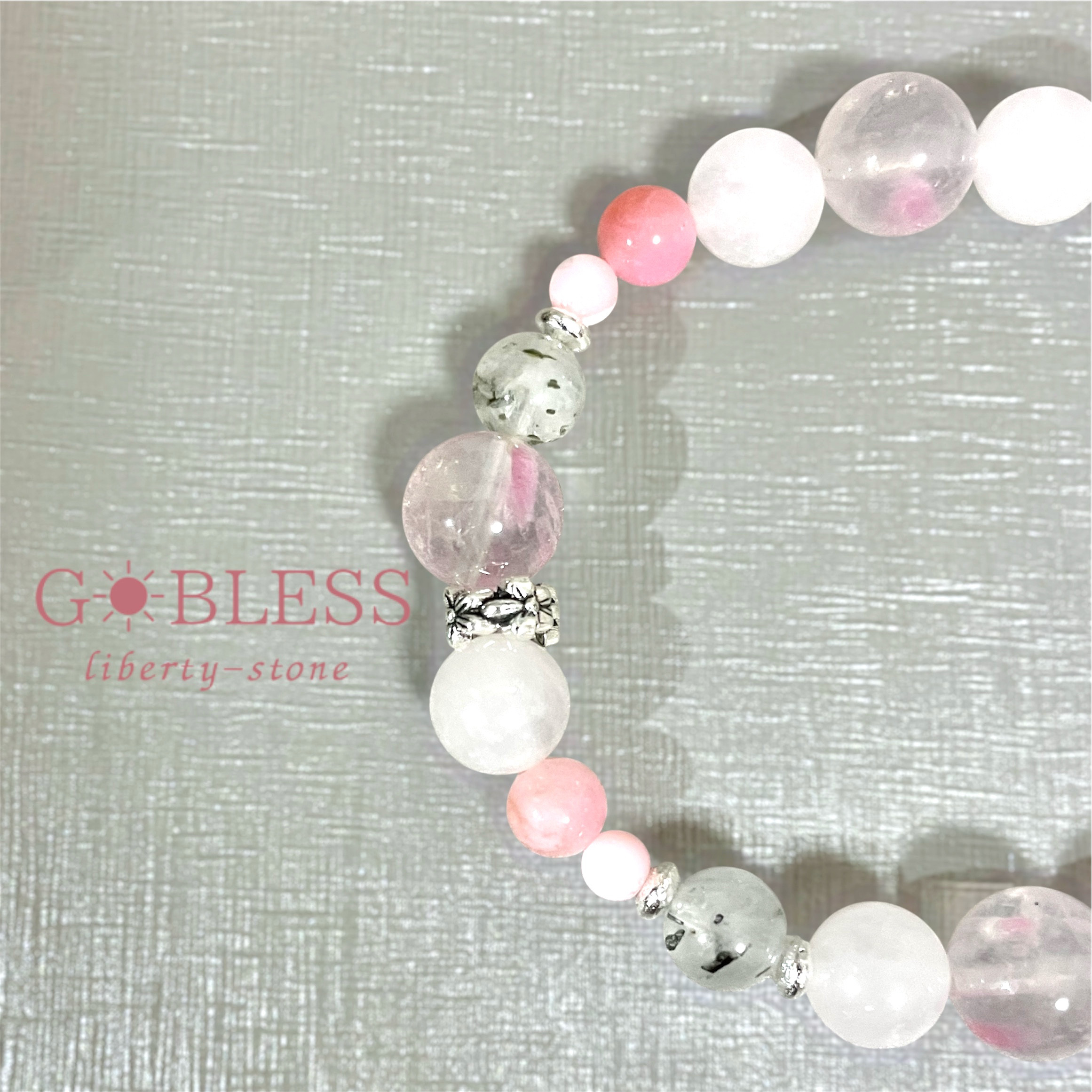 【数量限定】322.ピンクの花冠-マザーオブパール×ピンクジェード×ローズクォーツ