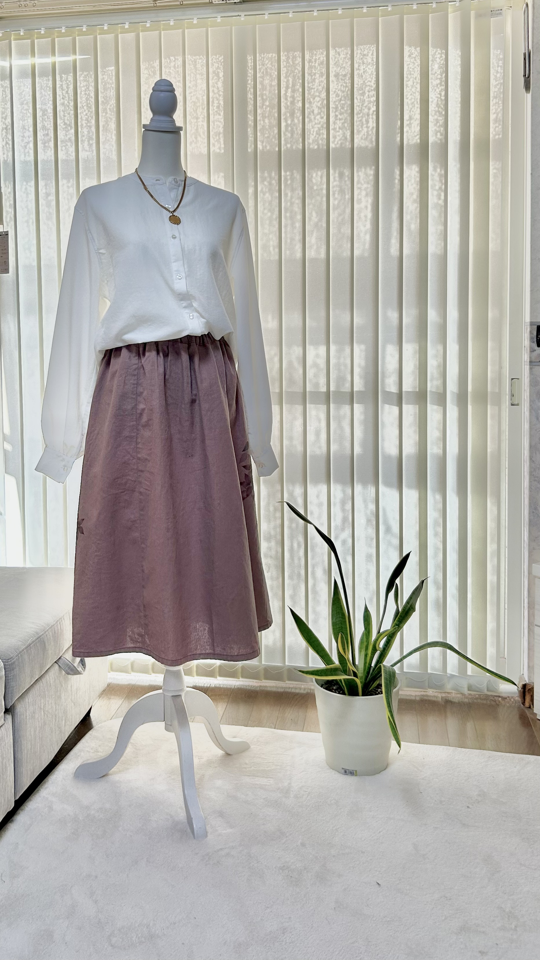 選べるカラーハーフリネンのギャザースカート