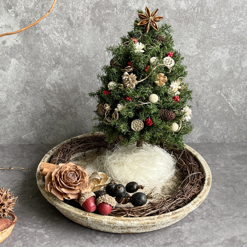 ミニクリスマスツリープレート プリザーブドフラワー seed leaf53 通販