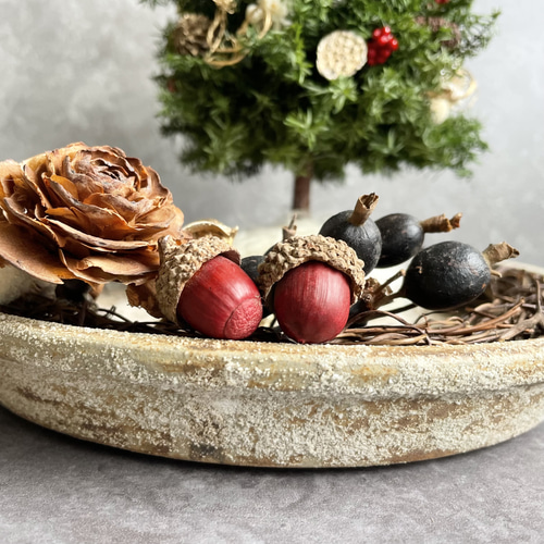 ミニクリスマスツリープレート プリザーブドフラワー seed leaf53 通販