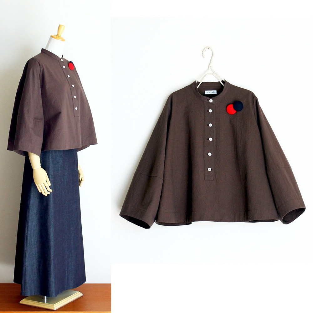 c_o_c_o_r_o　着回し自由なバンドカラープルオーバーシャツ　３シーズン