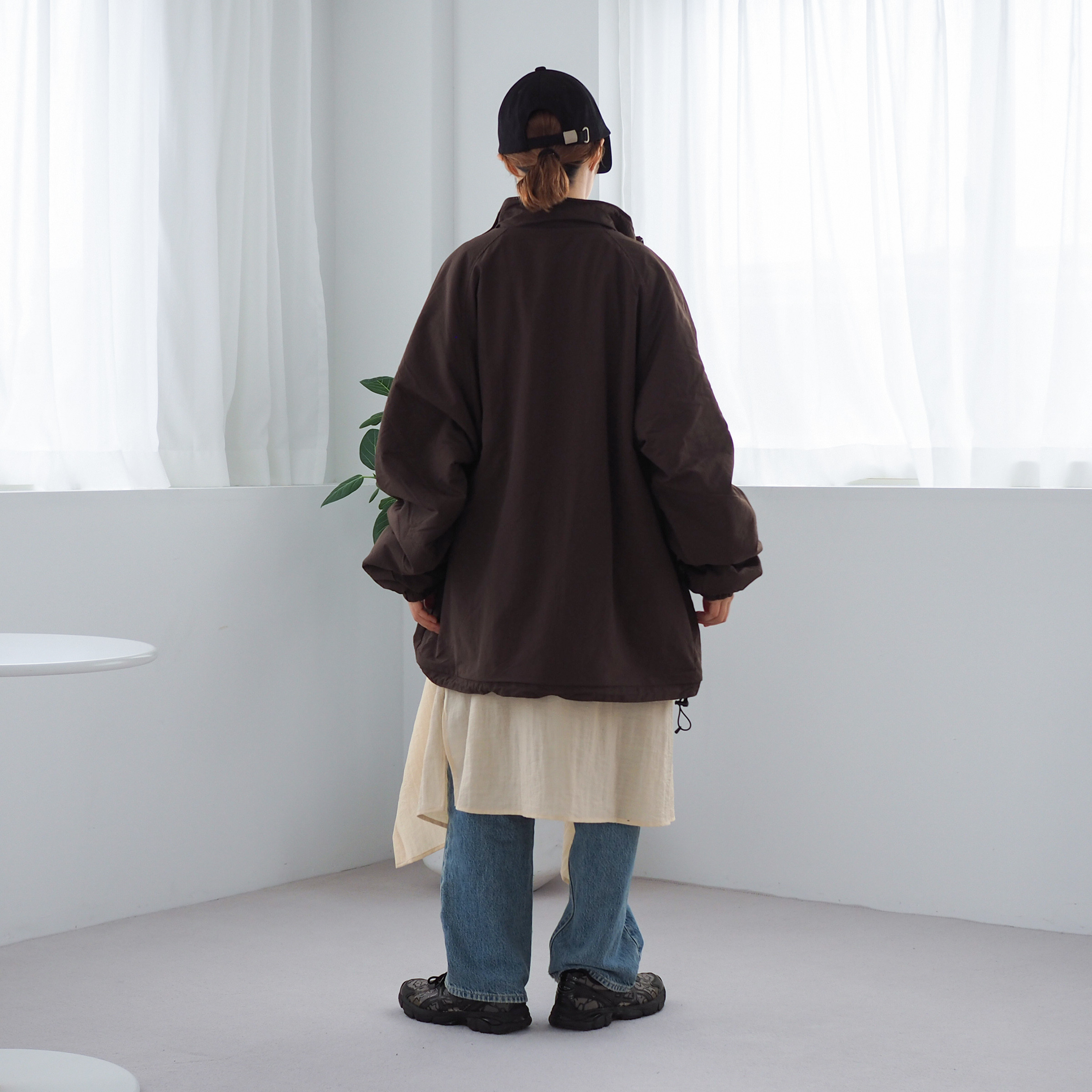 暖かいリバーシブル ナイロンフリースジャケット CBC ブラウン ユニセックス