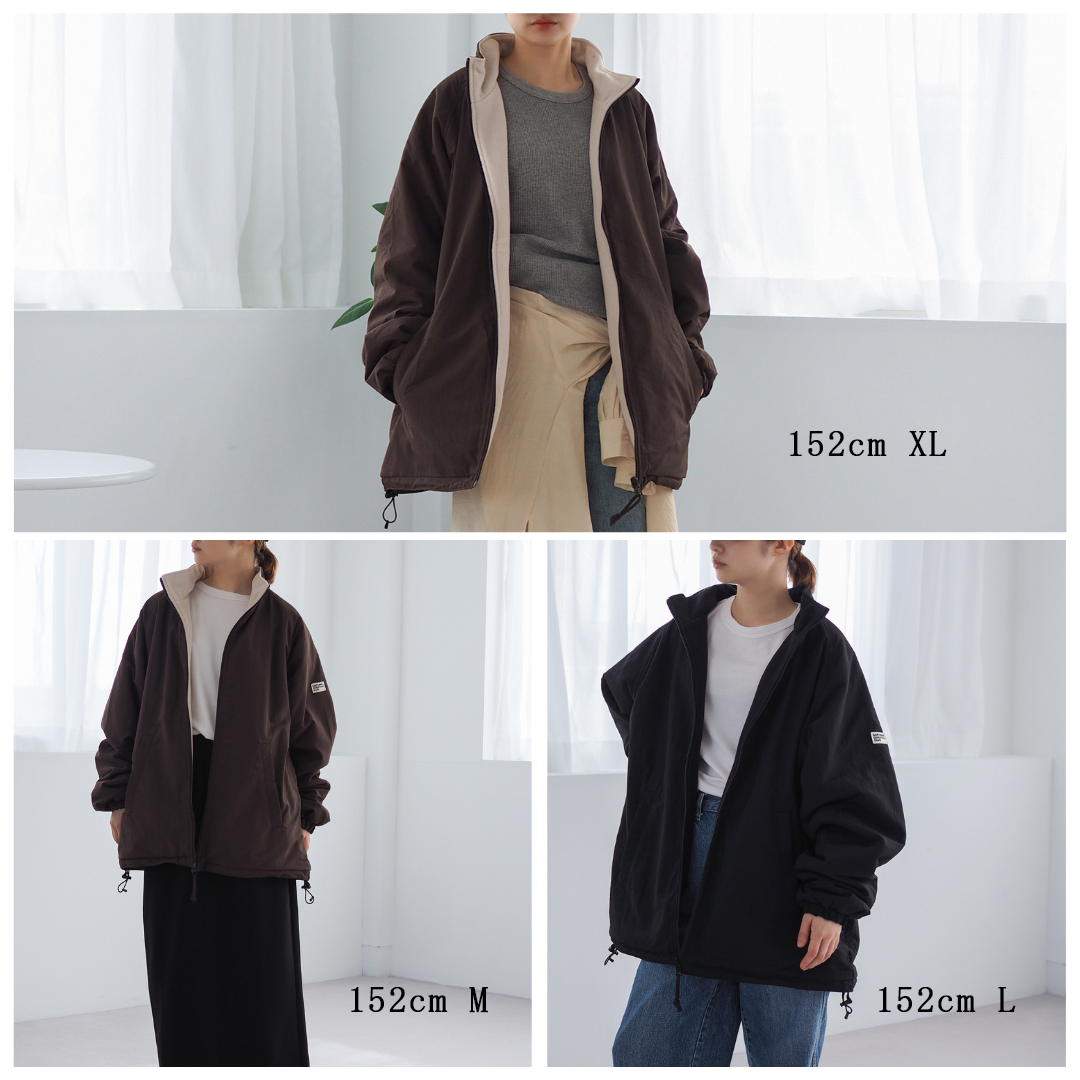 暖かいリバーシブル ナイロンフリースジャケット CBC ブラウン ユニセックス