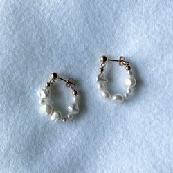 Only one baroque✴︎淡水パール×14Kgf✴︎フープ風ピアス 3枚目の画像