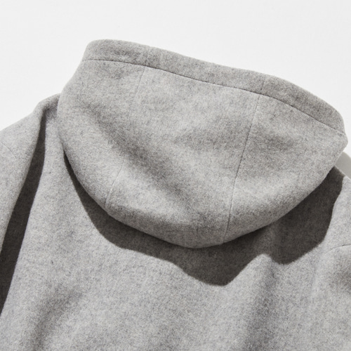 軽くて暖かいフード付きアウター ウールアウター グレー 241206-7