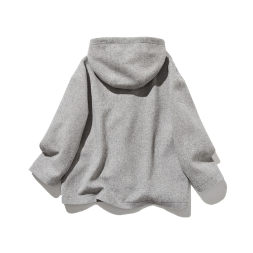 軽くて暖かいフード付きアウター ウールアウター グレー 241206-7