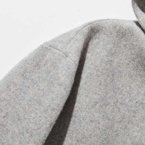 軽くて暖かいフード付きアウター ウールアウター グレー 241206-7