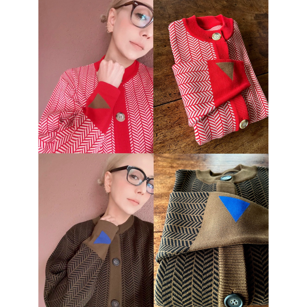 M＆L❤️2色有❤️着痩せニット❤️国産オリジナル❤️配色アシンメトリー❤️チャコール＆グレー＆ネオンイエロー