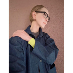 M＆L❤️2色有❤️着痩せニット❤️国産オリジナル❤️配色アシンメトリー❤️チャコール＆グレー＆ネオンイエロー 5枚目の画像