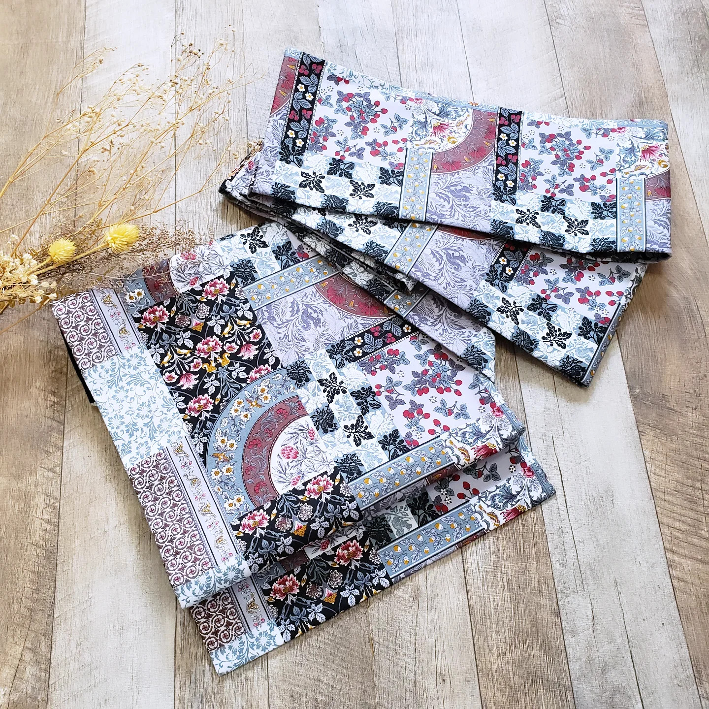 名古屋帯 アールヌーヴォー アニマル/ 着物 和装 帯 黒 グレー きもの kimono 綿