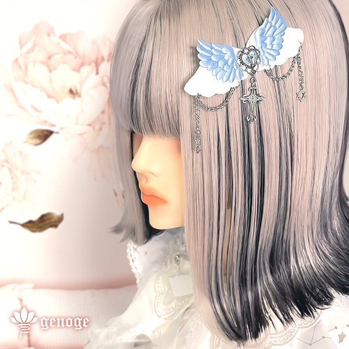 ヘアクリップ】ヘアアクセサリー｜天使界隈×水色界隈×ゆめかわいい