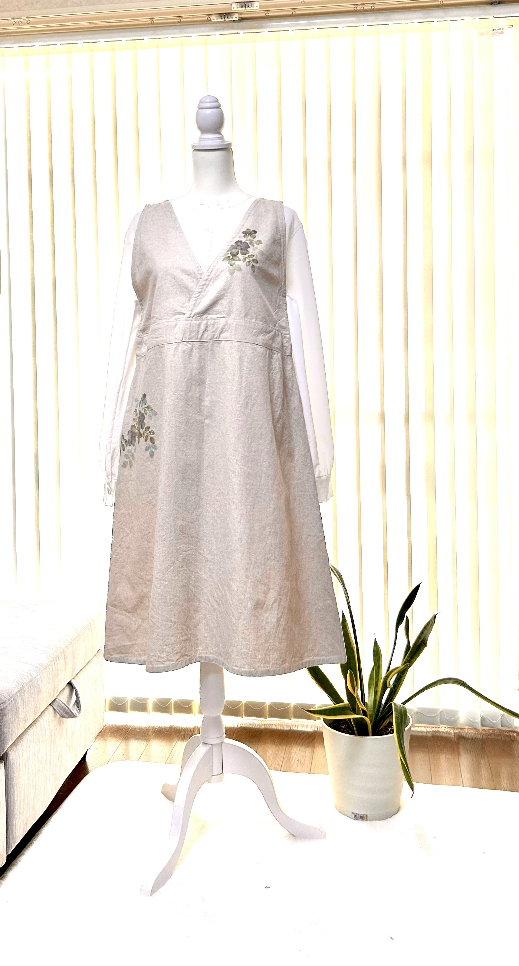 選べるカラー　ハーフリネンのジャンパースカート