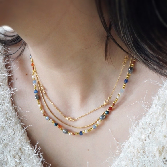 金彩と星のレイヤードネックレス ∕ サージカルステンレス 冬
