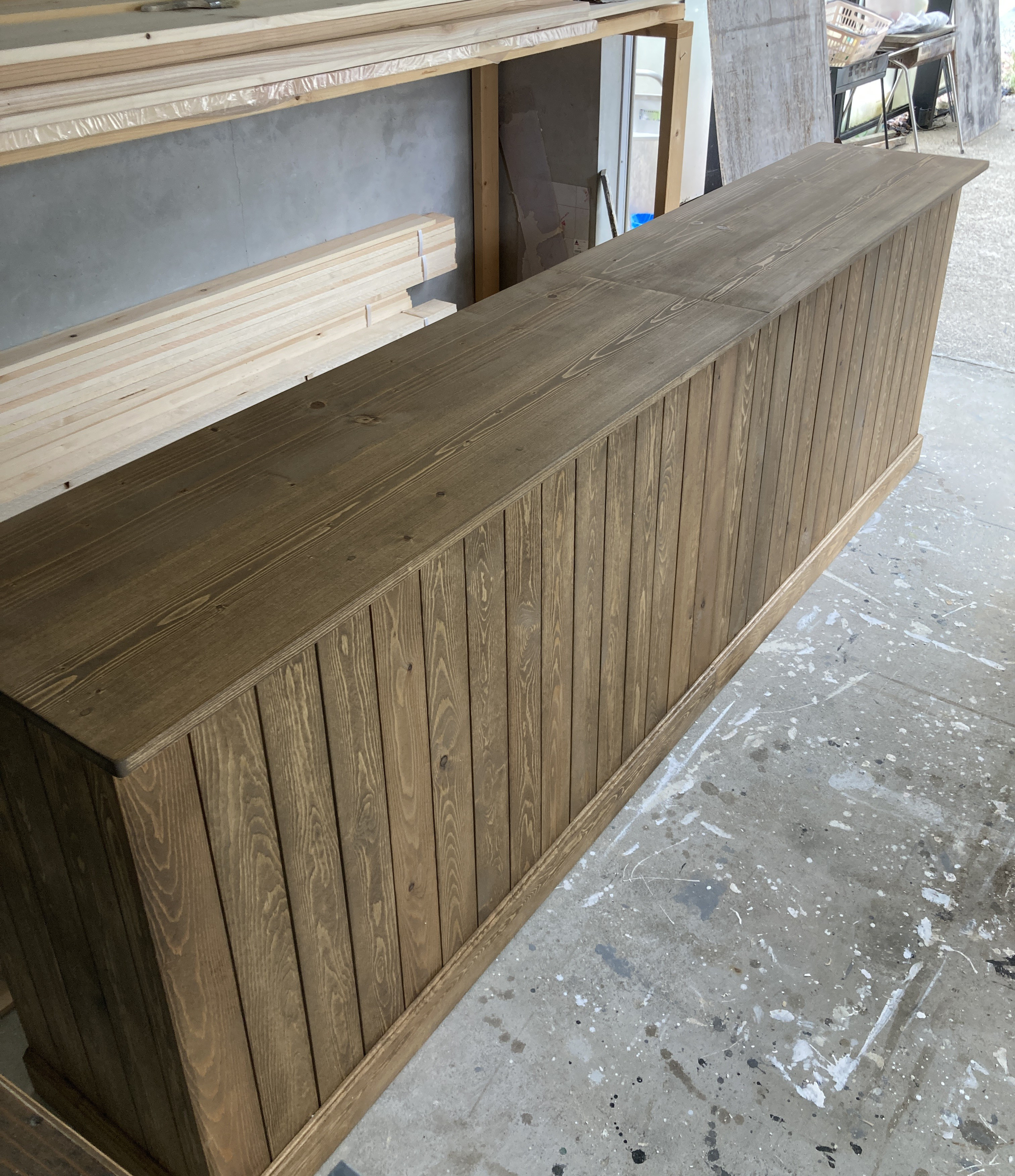 【受注製作】連結★北欧カウンターテーブル【幅2600】棚付；ミディアム