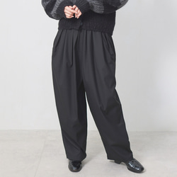 七分丈ガーゼバルーンパンツ/ブラック/知多木綿 格子柄ガーゼ ロング