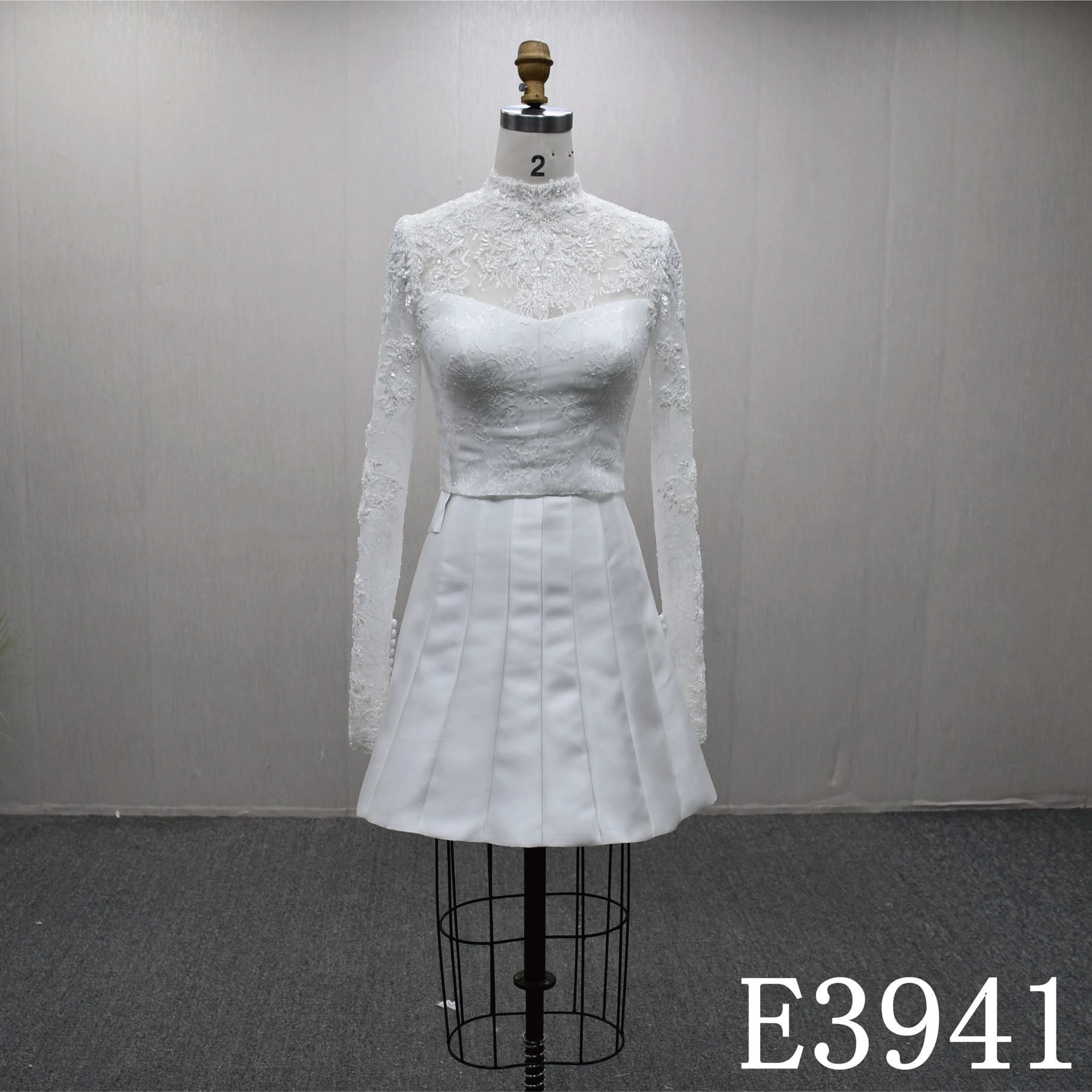 送料無料　取り外し可能トップス　長袖　ミニドレスパーティー　可愛い刺繍花レース合コン高級サテン　フリル　コンテストデート