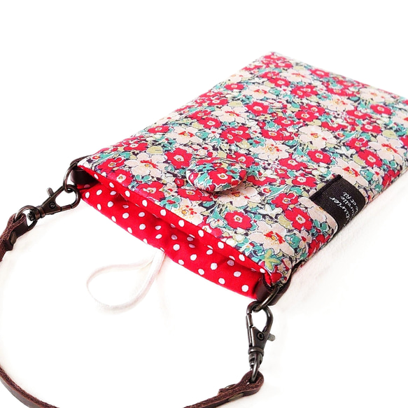 リバティ「アーキー」スマホポーチ(Ｌ) 全機種対応 iPhone Android ショルダー紐で肩掛けにも 3枚目の画像