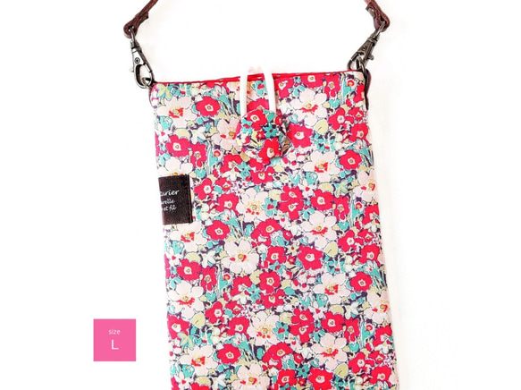 リバティ「アーキー」スマホポーチ(Ｌ) 全機種対応 iPhone Android ショルダー紐で肩掛けにも 1枚目の画像