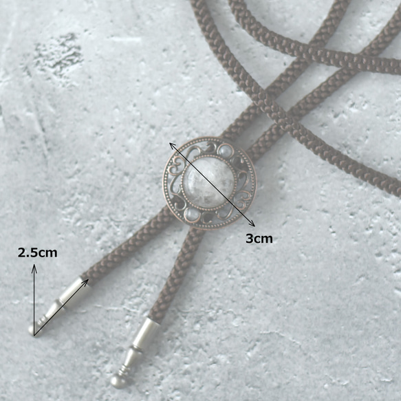 澄玻璃の閾(すまはりのしきい)｜水晶と赤銅の模様がシックなループタイ／ユニセックス ゴシック シック 天然石 メンズ 5枚目の画像