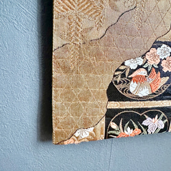 帯のタペストリー　金色に百花繚乱　テーブルランナー使用可　小物　和モダン　リメイク インテリア　和室　正月 12枚目の画像