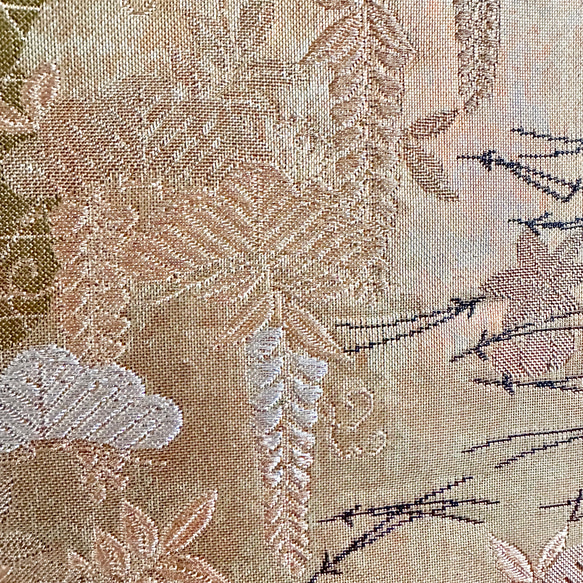 帯のタペストリー　金色に百花繚乱　テーブルランナー使用可　小物　和モダン　リメイク インテリア　和室　正月 10枚目の画像