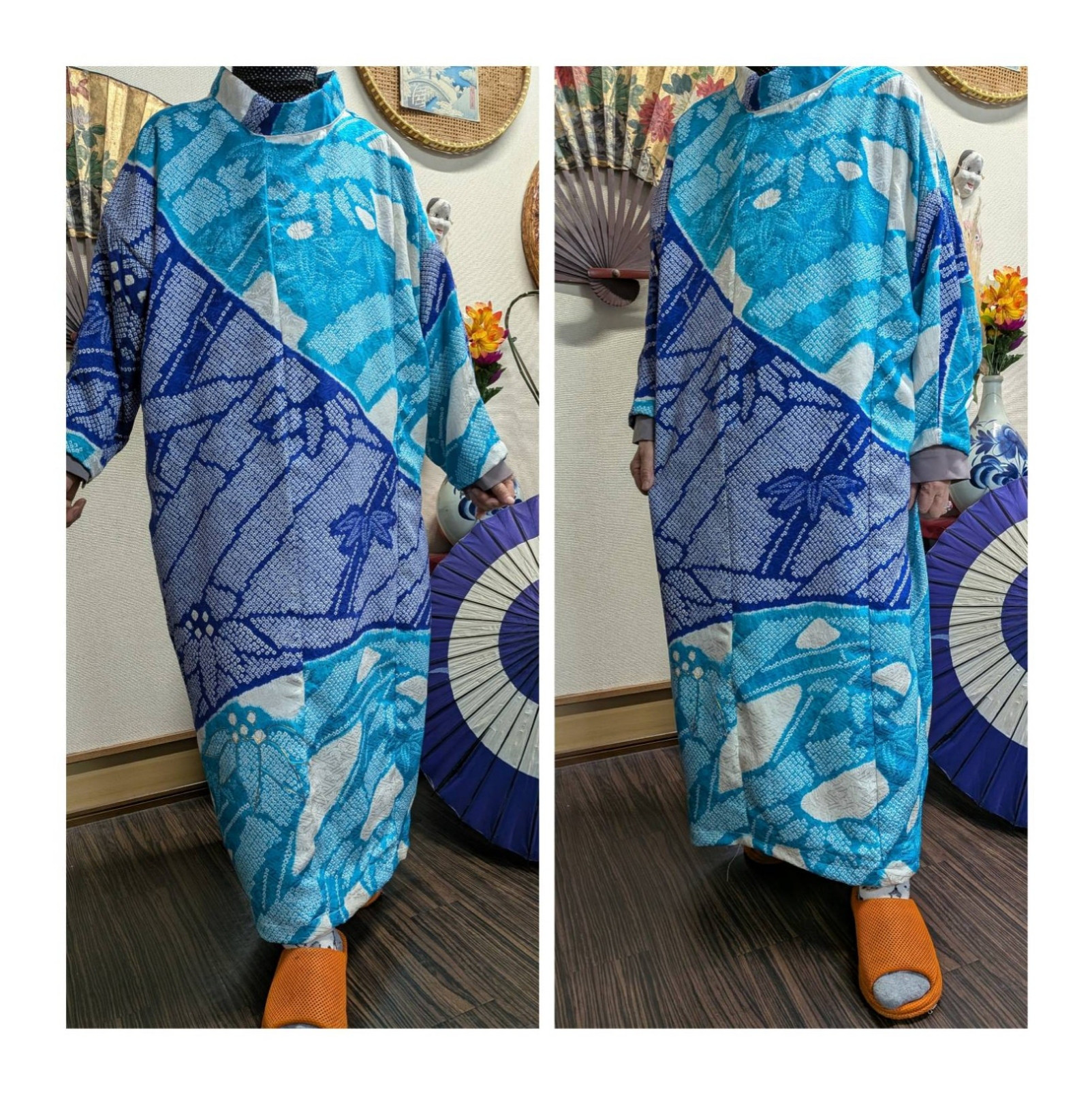 振袖のワンピース（ストールつき）　　　着物リメイク