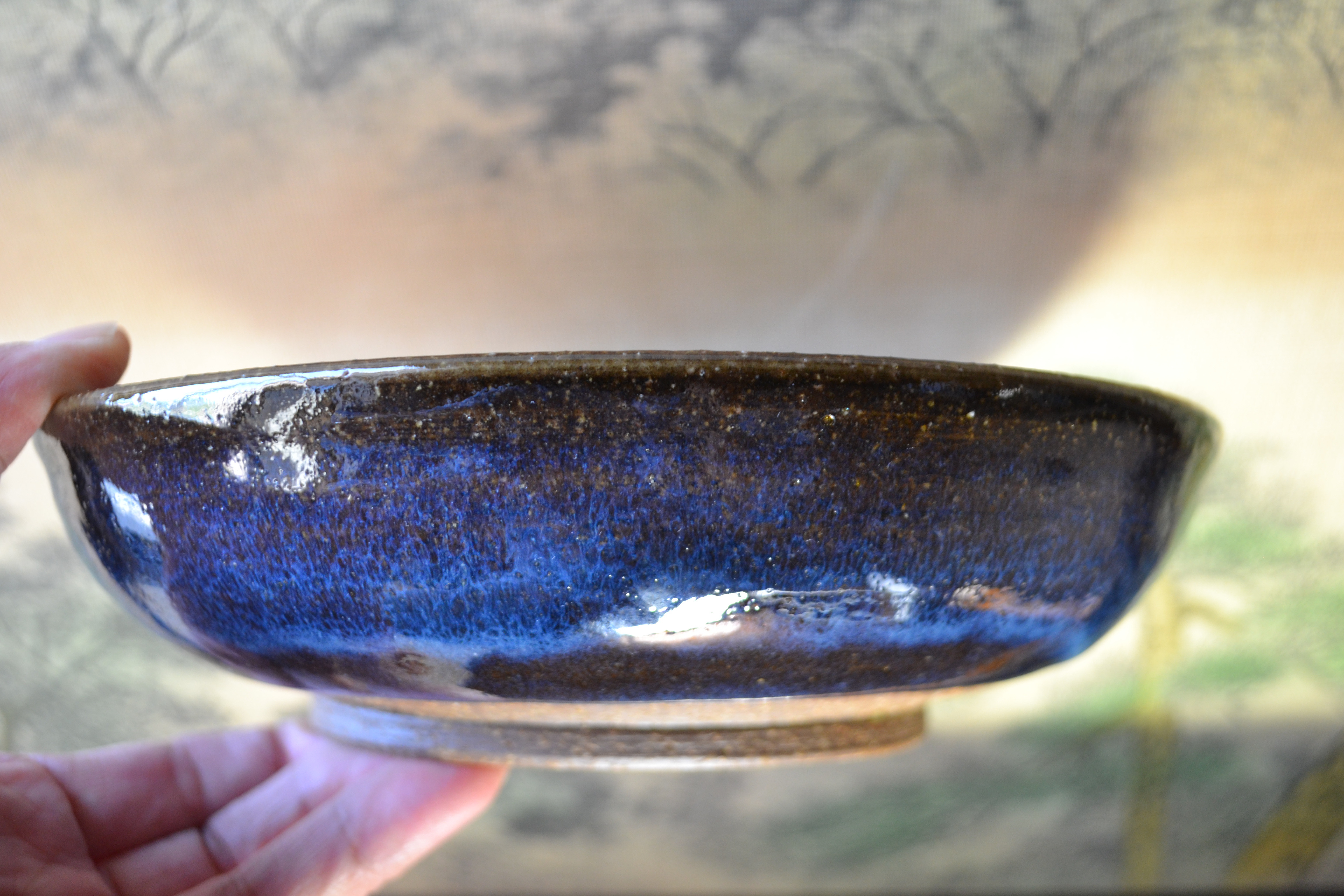 【新着！】存在感のある深めな大皿（コスモブルー）大鉢　スープ皿大　★萩焼き 陶器