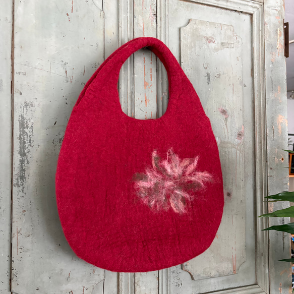 SALE! 羊毛 フェルト バッグ トートバッグ ハンドメイド 4枚目の画像