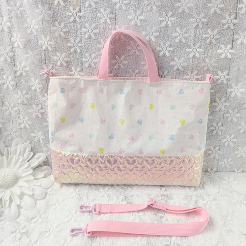 大きめ レッスンバッグ 取り外し可能 調整可能 ショルダーベルト付き