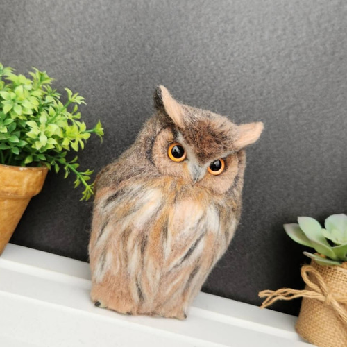 羊毛フェルト製置物 ワシミミズク高さ約14cm 羊毛フェルト max910 通販
