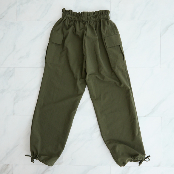 【丈調整できる】上質カジュアル 撥水加工素材のイージーカーゴパンツ ウエストゴム/3サイズ   カーキ　0752KH 9枚目の画像