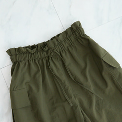 【丈調整できる】上質カジュアル 撥水加工素材のイージーカーゴパンツ ウエストゴム/3サイズ   カーキ　0752KH 10枚目の画像