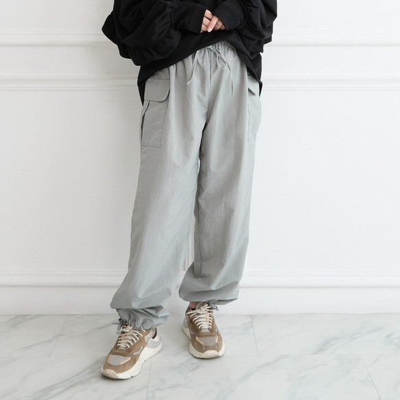 【丈調整できる】上質カジュアル 撥水加工素材のイージーパンツ ウエストゴム/3サイズ   スカイグレー　0752Gr 1枚目の画像