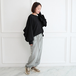 【丈調整できる】上質カジュアル 撥水加工素材のイージーパンツ ウエストゴム/3サイズ   スカイグレー　0752Gr 3枚目の画像