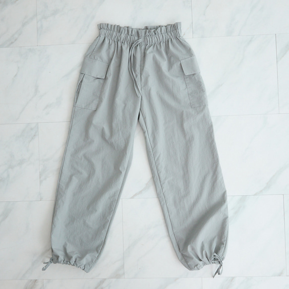 【丈調整できる】上質カジュアル 撥水加工素材のイージーパンツ ウエストゴム/3サイズ   スカイグレー　0752Gr 9枚目の画像