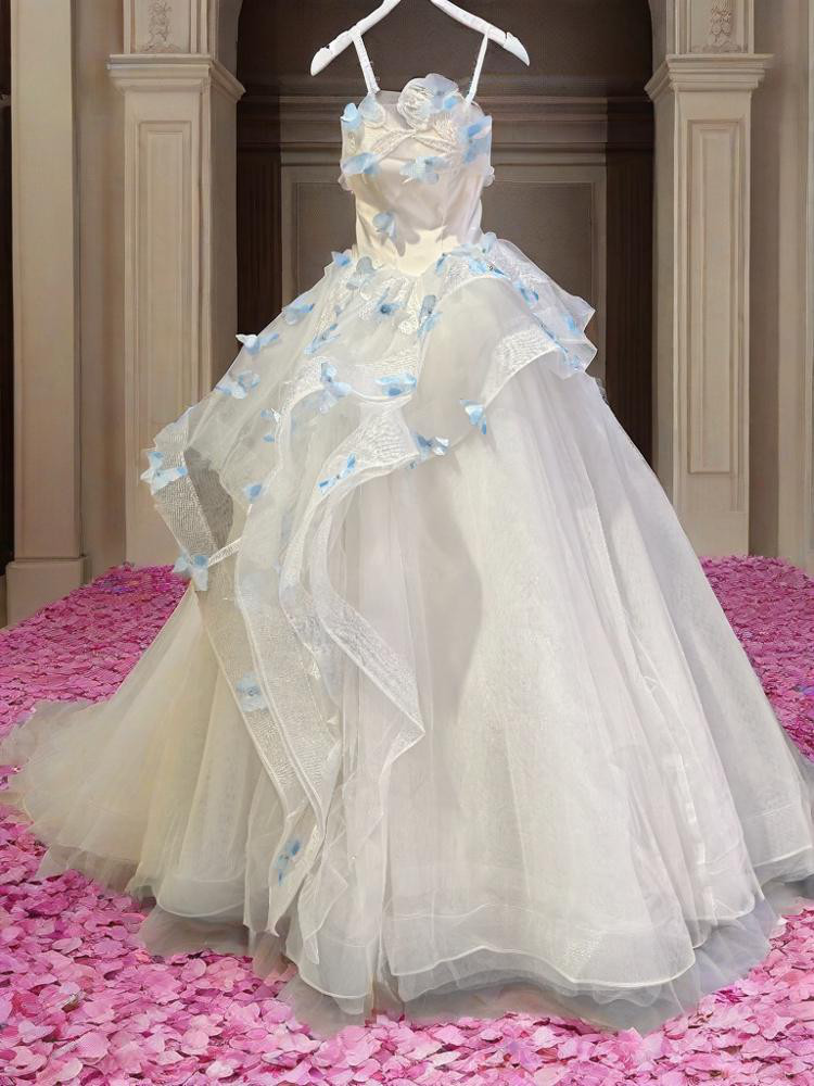 モダンなスタイル  カラードレス 立体 リリボ多層ネットレース パーティーウェア コンサート ロングテール結婚式 k30