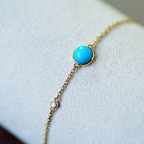 眠り姫」K18ゴールド ナチュラルターコイズ 成功・繁栄・旅の安全 12月